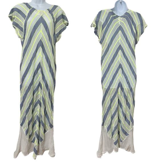 Lemlem Sheer Stripe Embroidered Maxi Dress Size S Beach Swim Cover Up Resort - Picture 1 of 5
